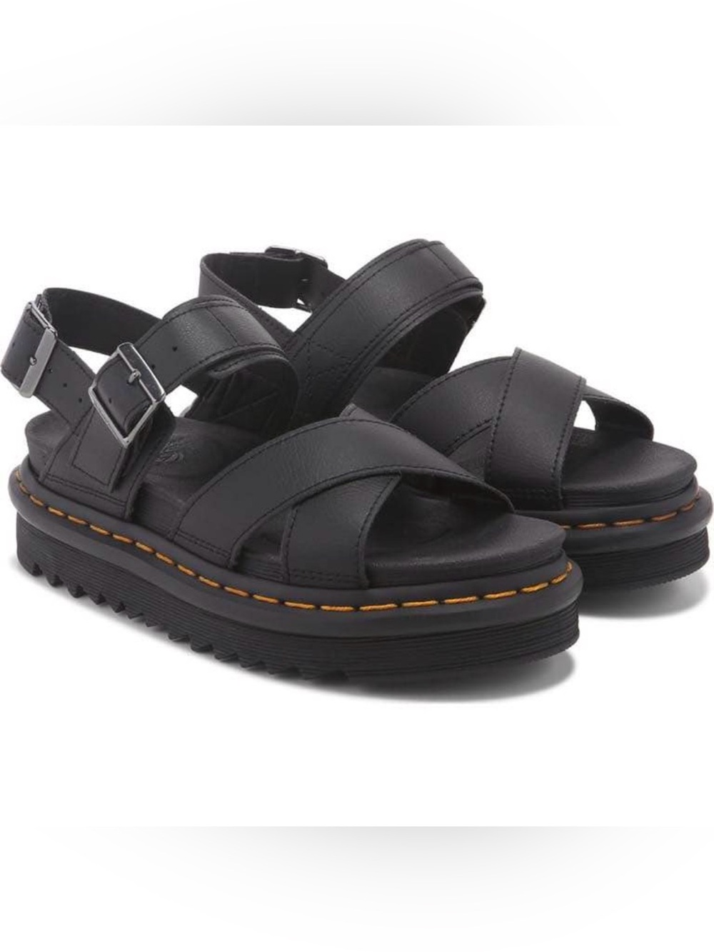Dr. Marten Leather Cross-Strap Platform Sandals